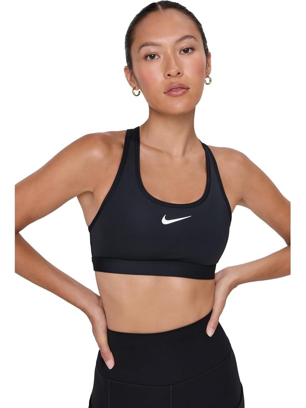 Nike Black Racerback Sports Bra with White Swoosh